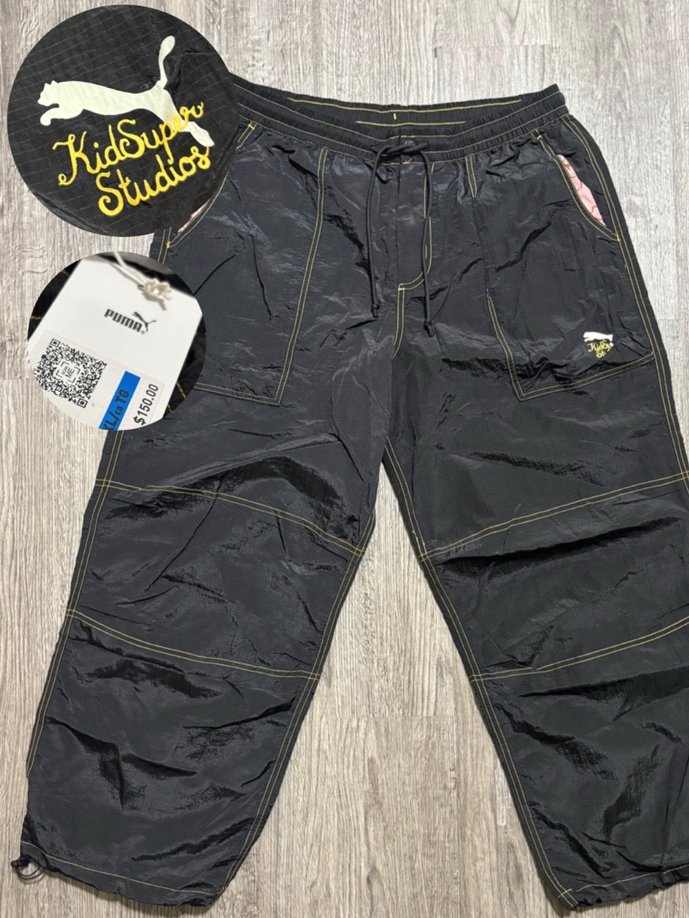 Puma x KidSuper Studios Super Lightweight Woven Cargo Pants Men’s XL Black